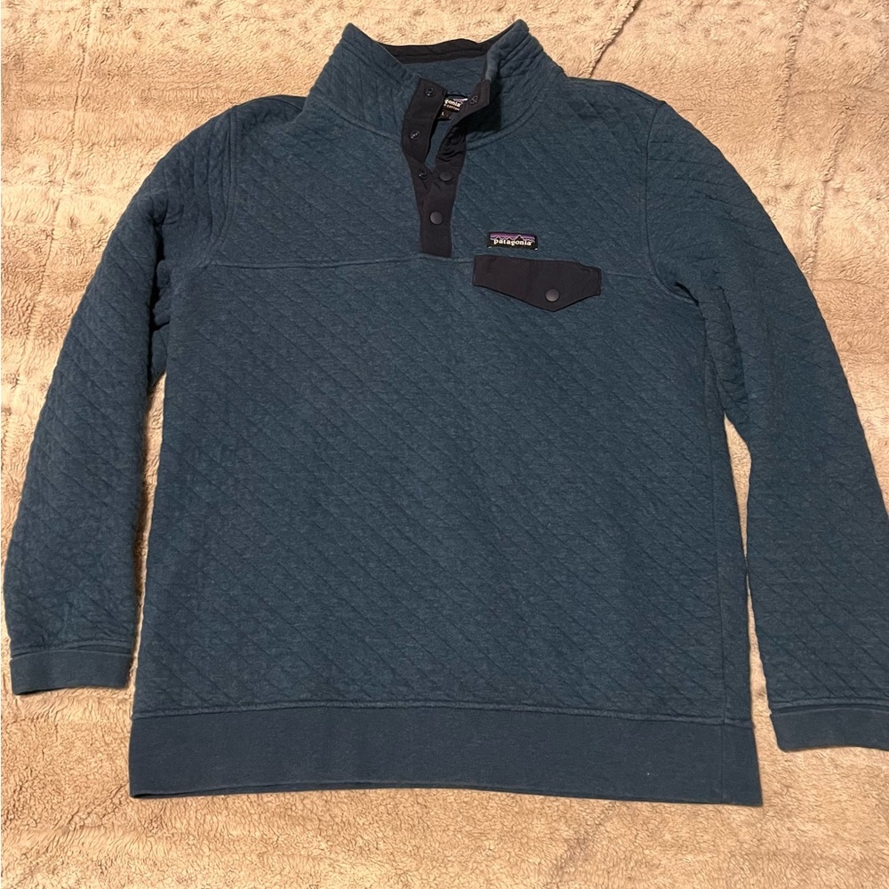 Patagonia Organic Cotton Quilt Snap-t Pullover Blue L